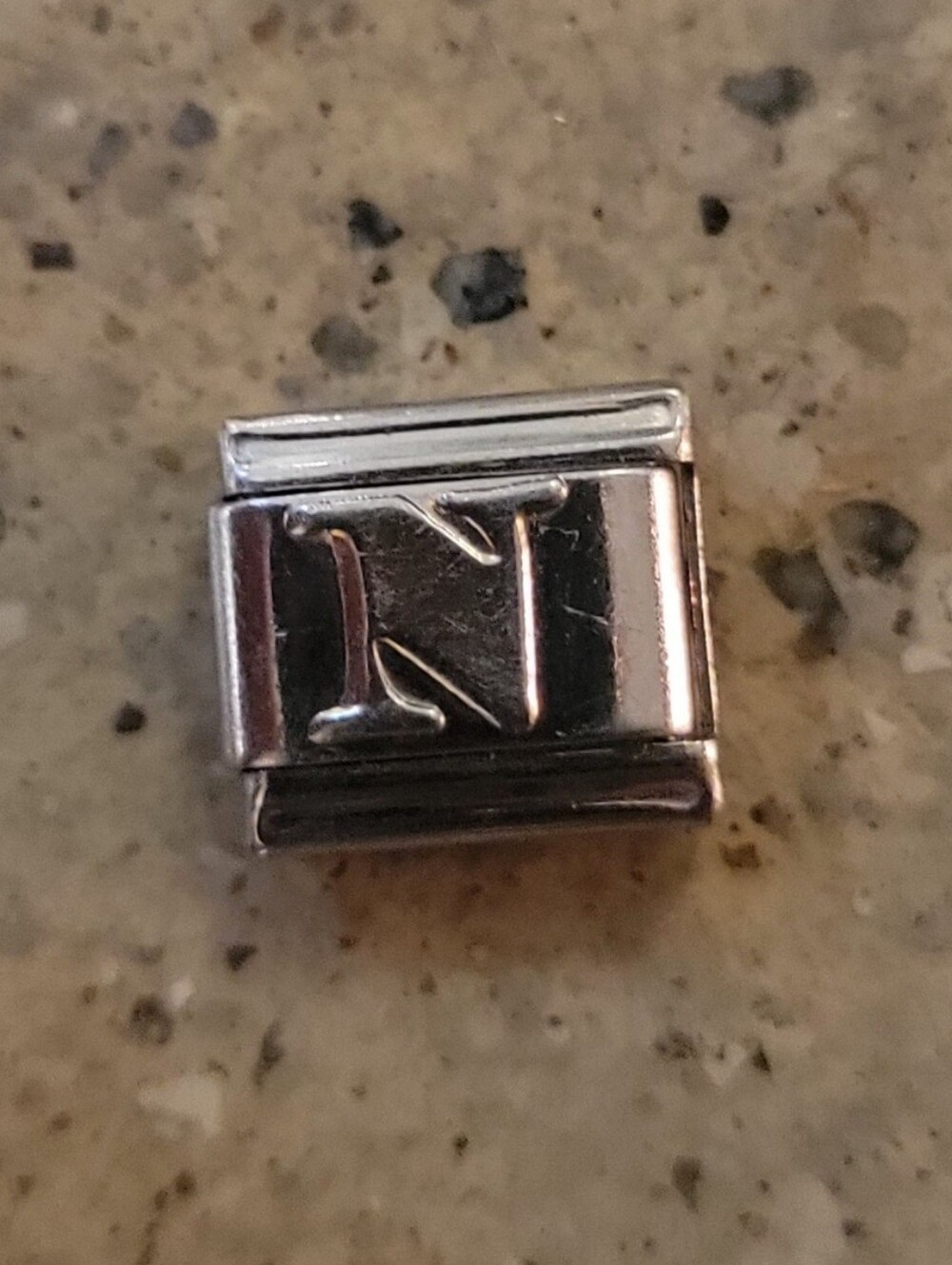 Italian Charm Link for Bracelet - Silver 'N' Initial - No Brand - GUC